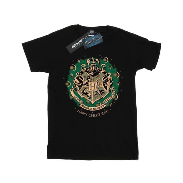 Harry Potter Boyfriend-T-shirt i bomull med julkrans för damer/damer