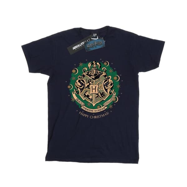 Harry Potter Boyfriend-T-shirt i bomull med julkrans för damer/damer