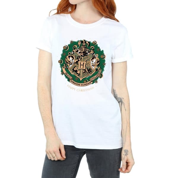 Harry Potter Womens/Ladies Christmas Wreath Cotton Boyfriend T-Shirt