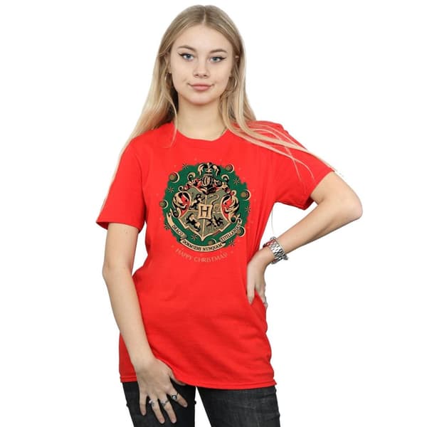 Harry Potter Womens/Ladies Christmas Wreath Cotton Boyfriend T-Shirt