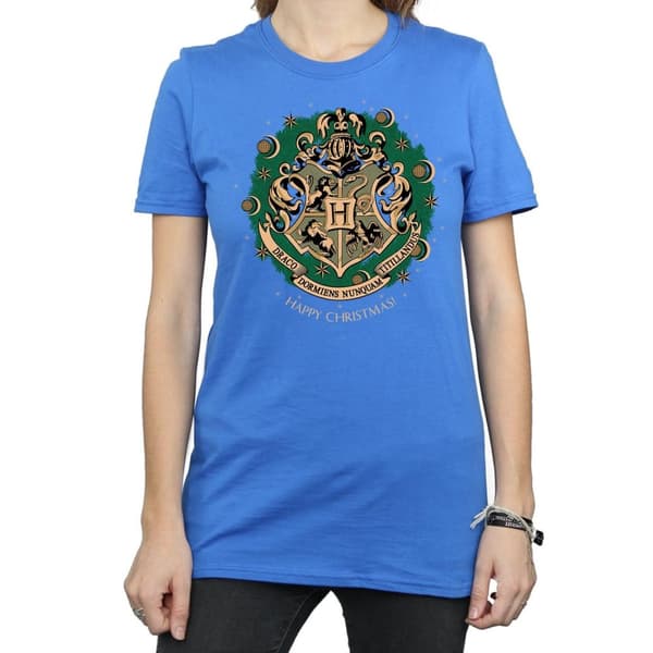 Harry Potter Womens/Ladies Christmas Wreath Cotton Boyfriend T-Shirt