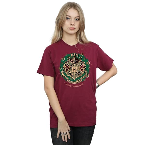 Harry Potter Womens/Ladies Christmas Wreath Cotton Boyfriend T-Shirt