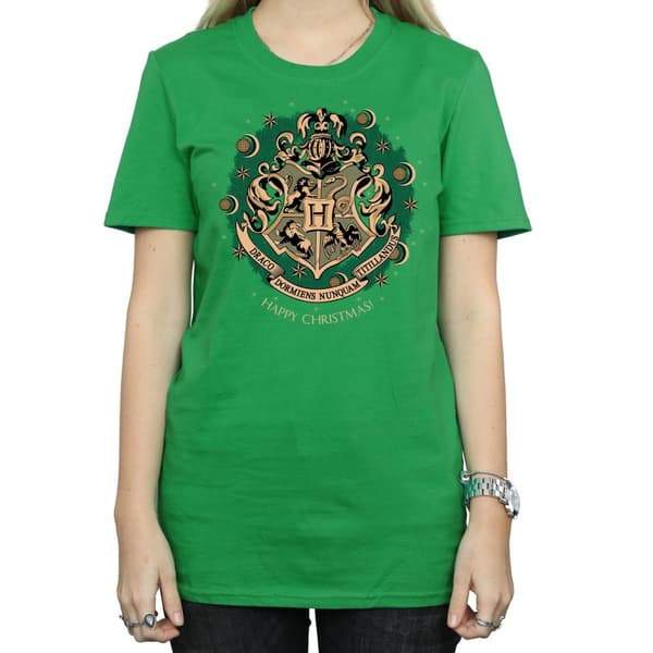 Harry Potter Womens/Ladies Christmas Wreath Cotton Boyfriend T-Shirt