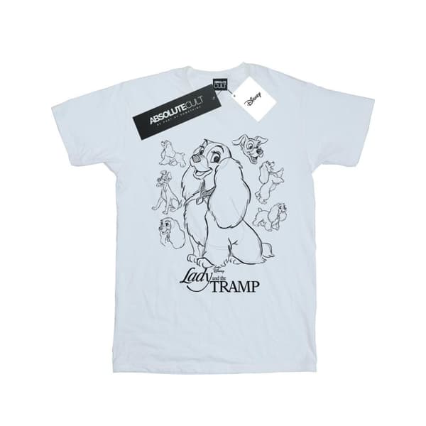 Disney Dam/Lady Lady And The Tramp Collage Sketch Bomull Boyfriend T-shirt
