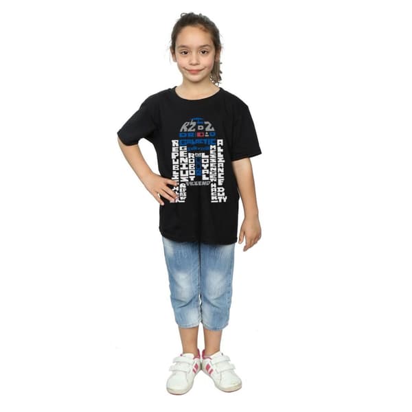Star Wars T-shirt i bomull med texthuvud R2-D2 för flickor