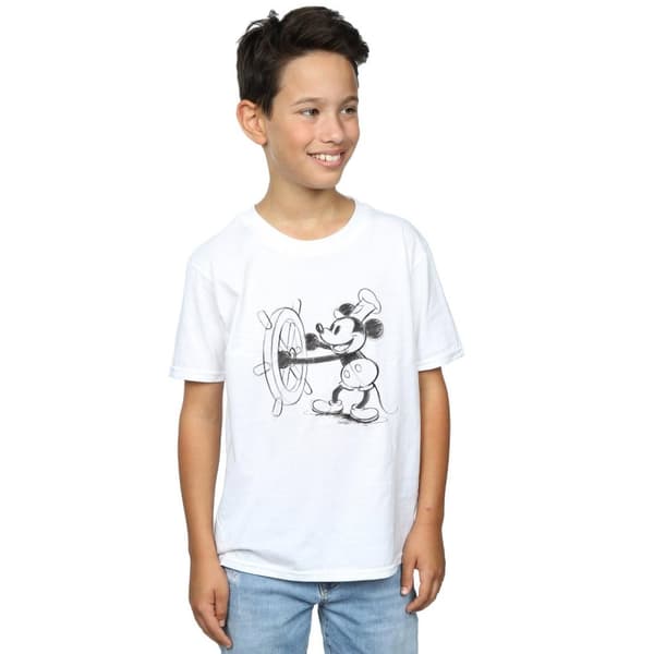 Disney Pojkar Musse Pigg Ångbåt Sketch T-shirt