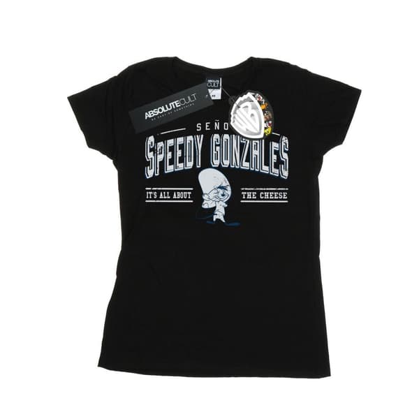 Looney Tunes Womens/Ladies Speedy Gonzales All About Cheese Cotton T-Shirt Black XL