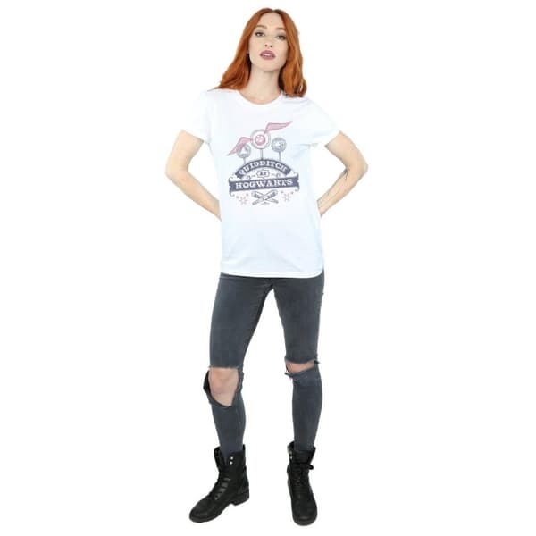 Harry Potter Dam/Tjej Quidditch At Hogwarts Boyfriend T-shirt i bomull