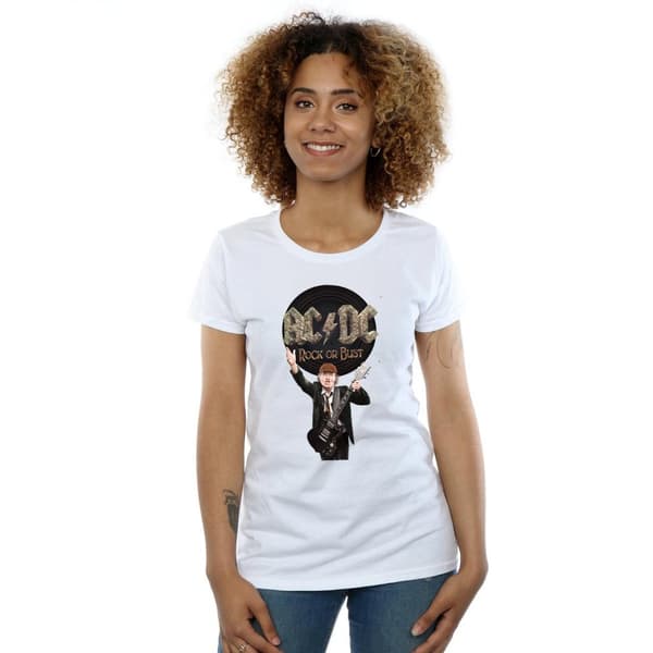 AC/DC Rock Or Bust Angus Young - bomulls-T-shirt för kvinnor/damer