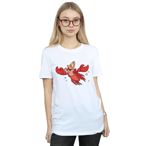 Disney Womens/Ladies The Little Mermaid Sebastian Bubbles Cotton Boyfriend T-Shirt