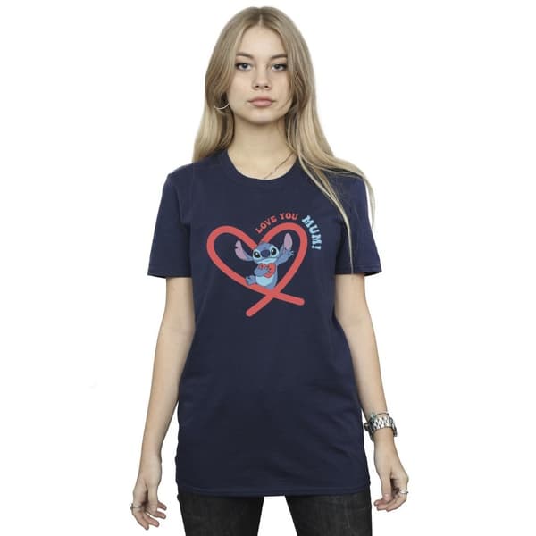 Disney Womens/Ladies Lilo & Stitch Love You Mum Cotton Boyfriend T-Shirt
