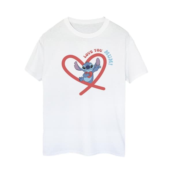 Disney Womens/Ladies Lilo & Stitch Love You Mum Cotton Boyfriend T-Shirt