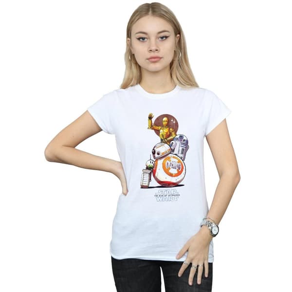 Star Wars: The Rise of Skywalker Womens/Ladies Star Wars The Rise Of Skywalker Droids Illustration Cotton T-Shirt