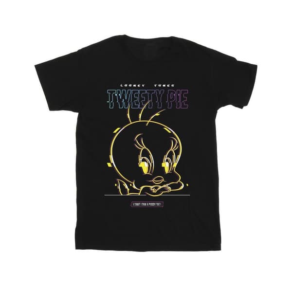Looney Tunes Girls Tweety Glitch Cotton T-Shirt