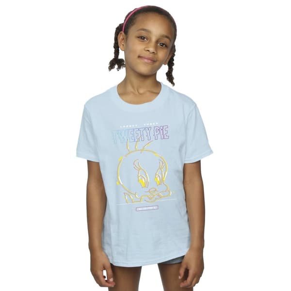 Looney Tunes Girls Tweety Glitch Cotton T-Shirt
