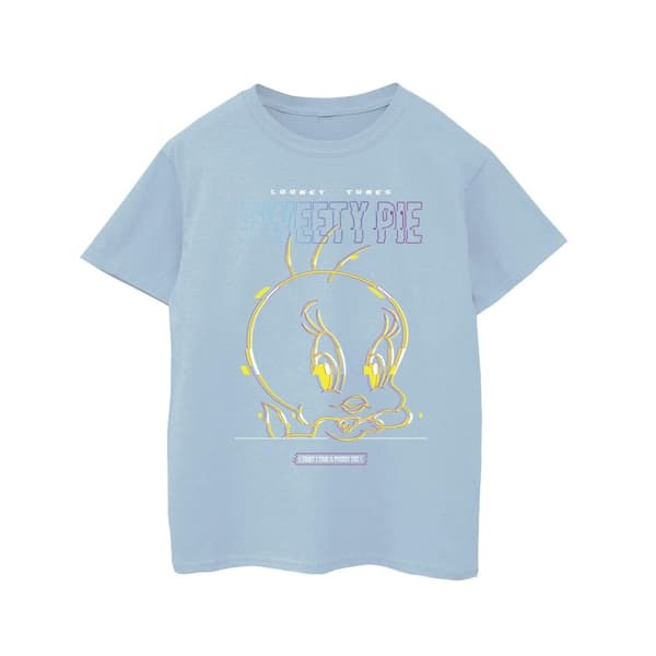 Looney Tunes Girls Tweety Glitch Cotton T-Shirt