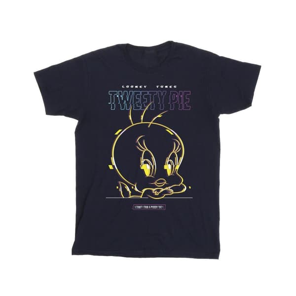 Looney Tunes Girls Tweety Glitch Cotton T-Shirt