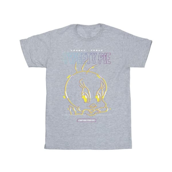 Looney Tunes Girls Tweety Glitch Cotton T-Shirt