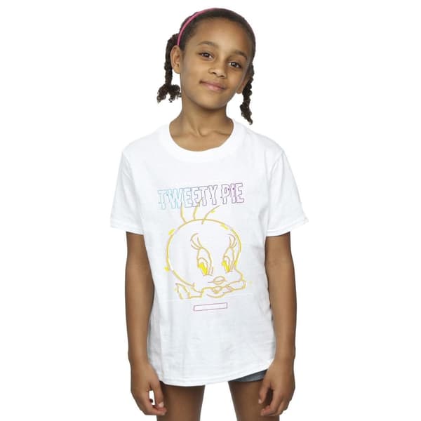Looney Tunes Girls Tweety Glitch Cotton T-Shirt