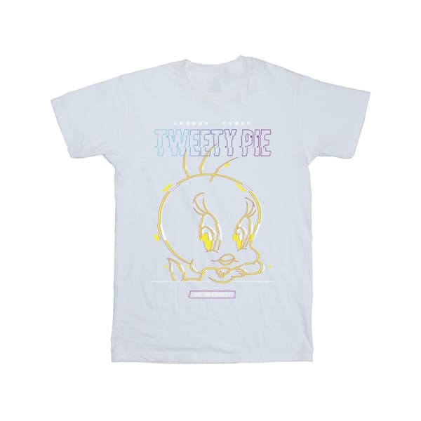 Looney Tunes Girls Tweety Glitch Cotton T-Shirt
