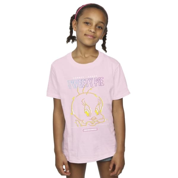 Looney Tunes Girls Tweety Glitch Cotton T-Shirt
