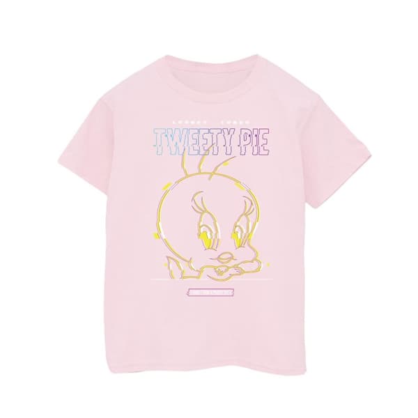 Looney Tunes Girls Tweety Glitch Cotton T-Shirt