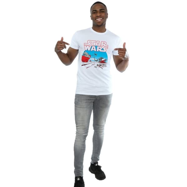Star Wars Mens The Last Jedi Action Scene T-Shirt