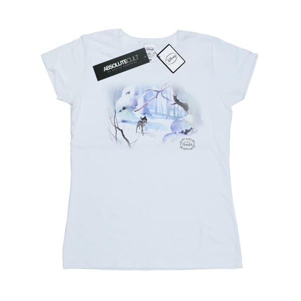 Disney Dam/Tjej - Bambi Snow - T-shirt i bomull White M