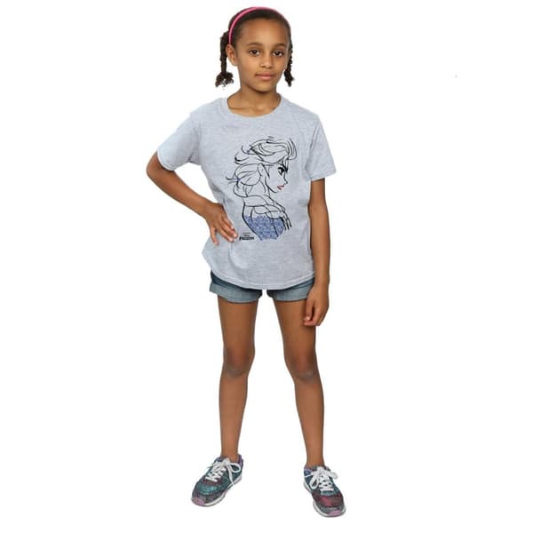 Disney Girls Frozen Elsa Sketch Cotton T-Shirt