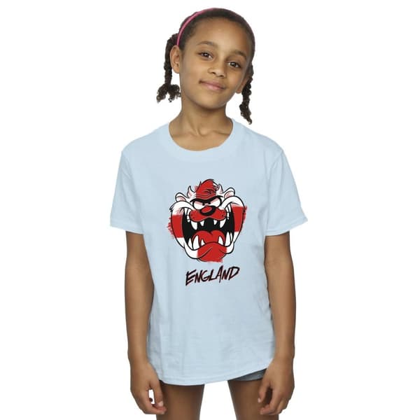 Looney Tunes Girls Taz England Face Cotton T-Shirt