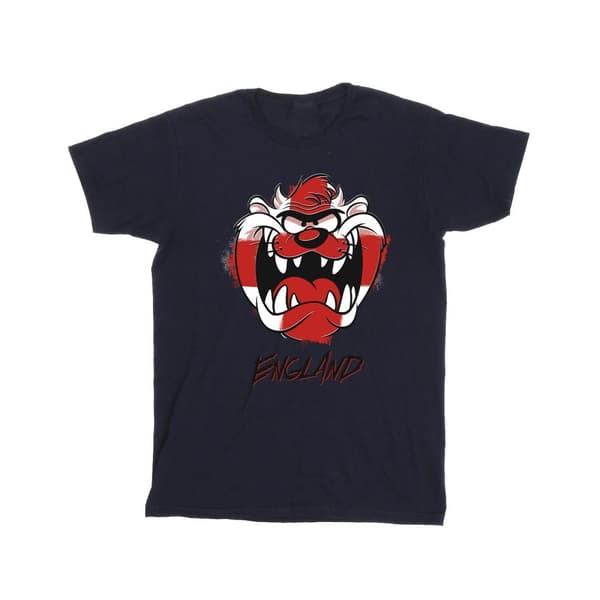 Looney Tunes Girls Taz England Face Cotton T-Shirt