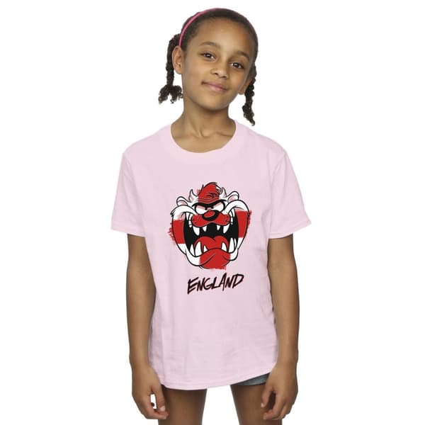 Looney Tunes Girls Taz England Face Cotton T-Shirt