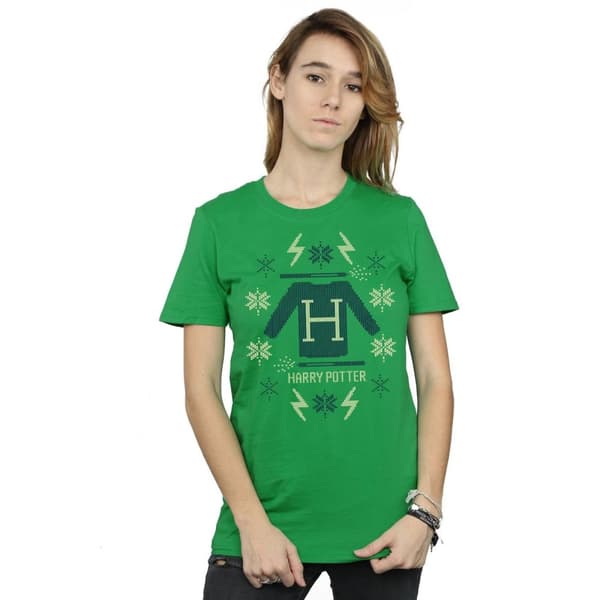 Harry Potter Womens/Ladies Christmas Knit Cotton Boyfriend T-Shirt