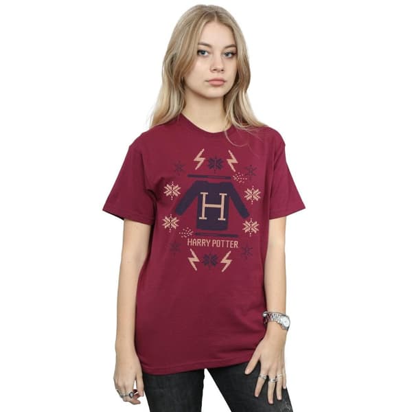 Harry Potter Womens/Ladies Christmas Knit Cotton Boyfriend T-Shirt