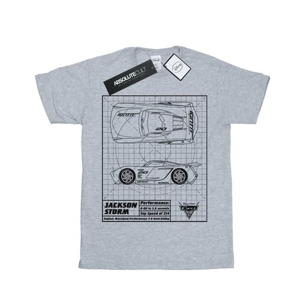 Disney Girls Cars Jackson Storm Blueprint Cotton T-Shirt