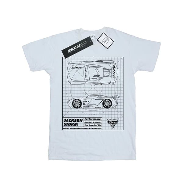 Disney Girls Cars Jackson Storm Blueprint Cotton T-Shirt