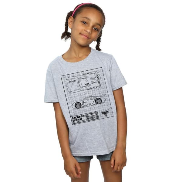 Disney Girls Cars Jackson Storm Blueprint Cotton T-Shirt