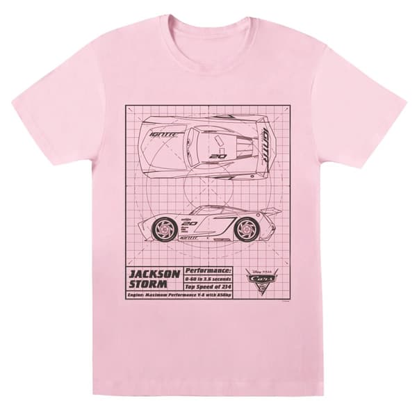 Disney Girls Cars Jackson Storm Blueprint Cotton T-Shirt