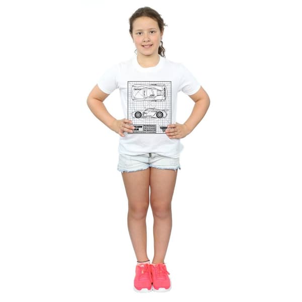 Disney Girls Cars Jackson Storm Blueprint Cotton T-Shirt