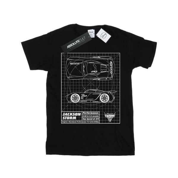 Disney Girls Cars Jackson Storm Blueprint Cotton T-Shirt