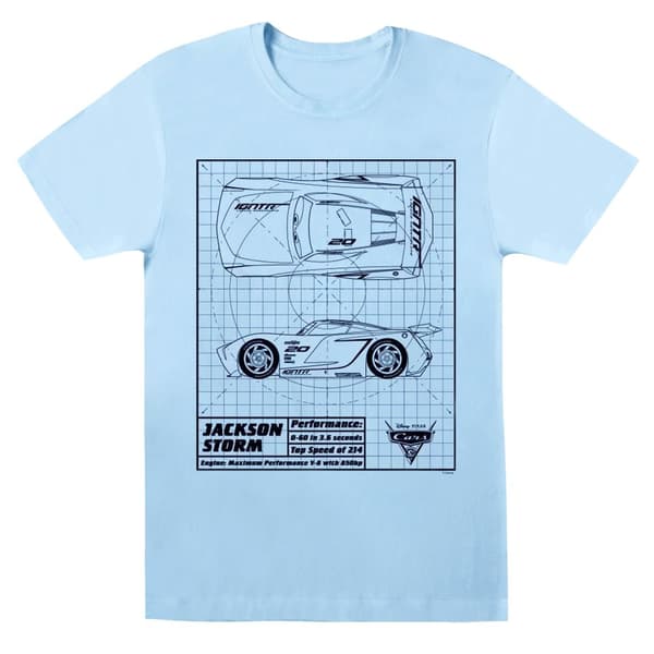 Disney Girls Cars Jackson Storm Blueprint Cotton T-Shirt