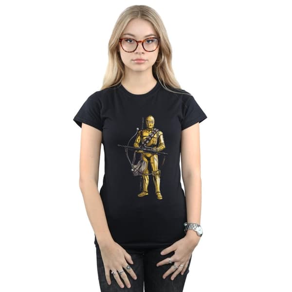 Star Wars: The Rise of Skywalker Womens/Ladies Star Wars The Rise Of Skywalker C-3PO Chewbacca Bow Caster Cotton T-Shirt