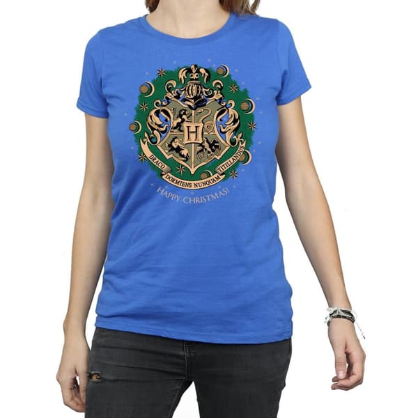 Harry Potter T-shirt i bomull med julkrans för damer/damer