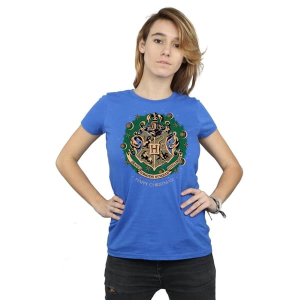 Harry Potter T-shirt i bomull med julkrans för damer/damer