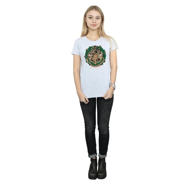 Harry Potter T-shirt i bomull med julkrans för damer/damer
