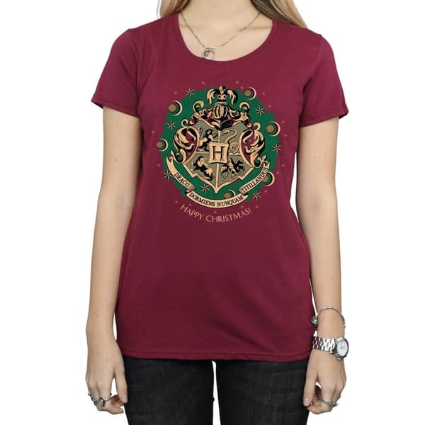 Harry Potter T-shirt i bomull med julkrans för damer/damer
