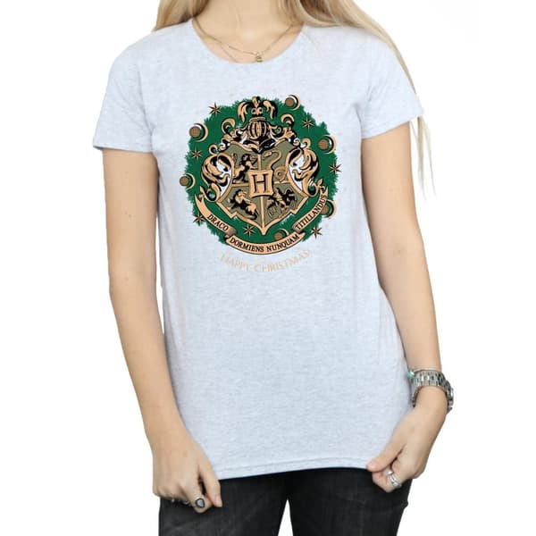 Harry Potter T-shirt i bomull med julkrans för damer/damer