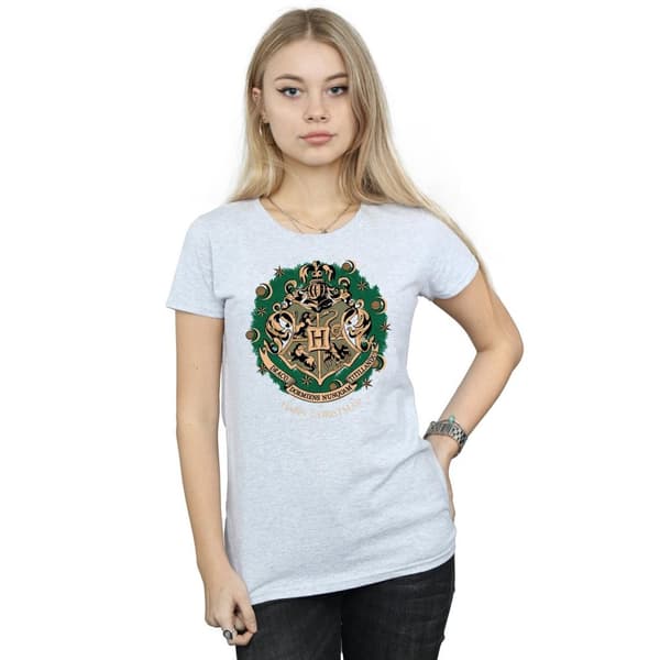 Harry Potter T-shirt i bomull med julkrans för damer/damer