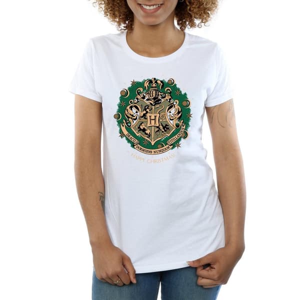 Harry Potter T-shirt i bomull med julkrans för damer/damer