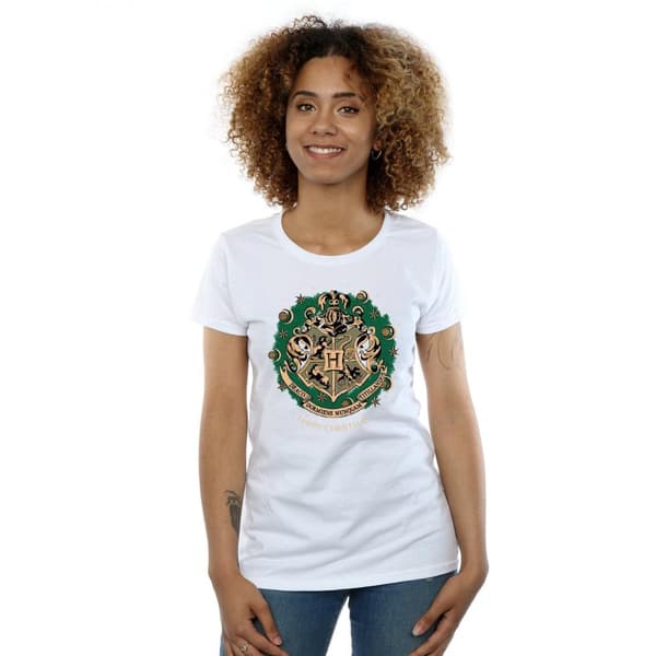 Harry Potter T-shirt i bomull med julkrans för damer/damer